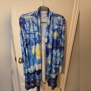 Blue Starry Night Patterned Shawl